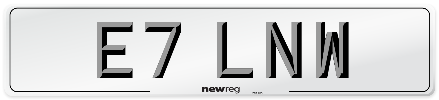 E7 LNW Number Plate from New Reg